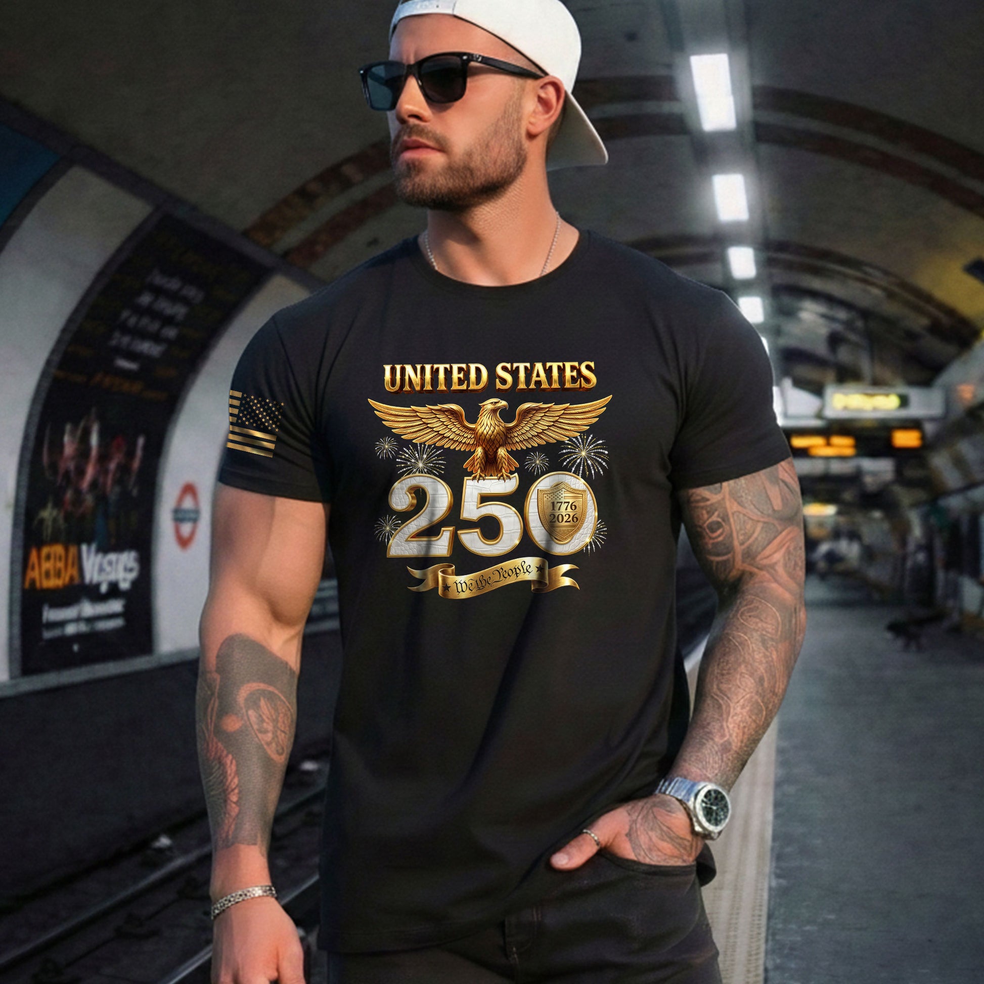 Patriotic 250 Years T-Shirt 1776-2026 - United States Golden Eagle Anniversary Shirt - Rust Field Wear