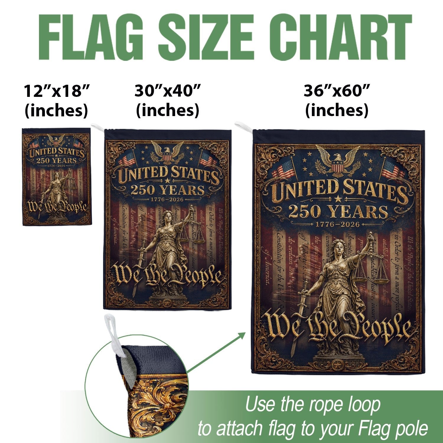 United States 250 Years House Flag We The People Patriotic Eagle Outdoor Decor - Rust Field Wear