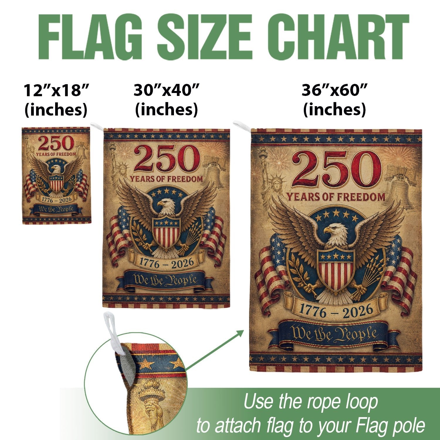 250 Years of Freedom Garden Flag Patriotic Eagle USA Outdoor Yard Decor - Rust Field Wear