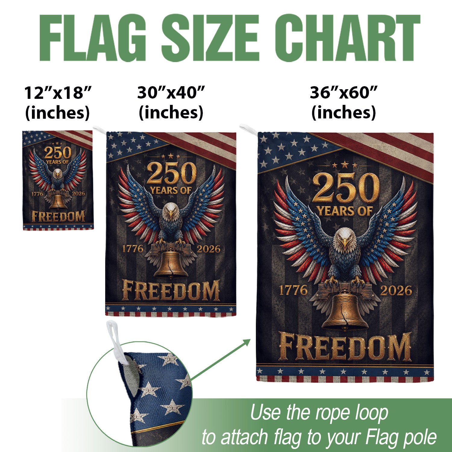 250 Years of Freedom Garden Flag Bald Eagle Patriotic Outdoor Yard Decor - Rust Field Wear
