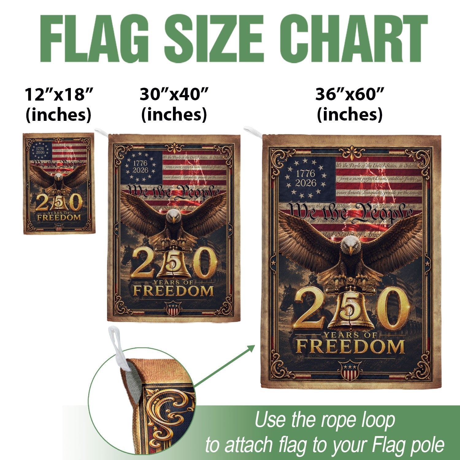 USA 250th Anniversary House Flag Patriotic Bald Eagle We the People Liberty Icons Banner - Rust Field Wear