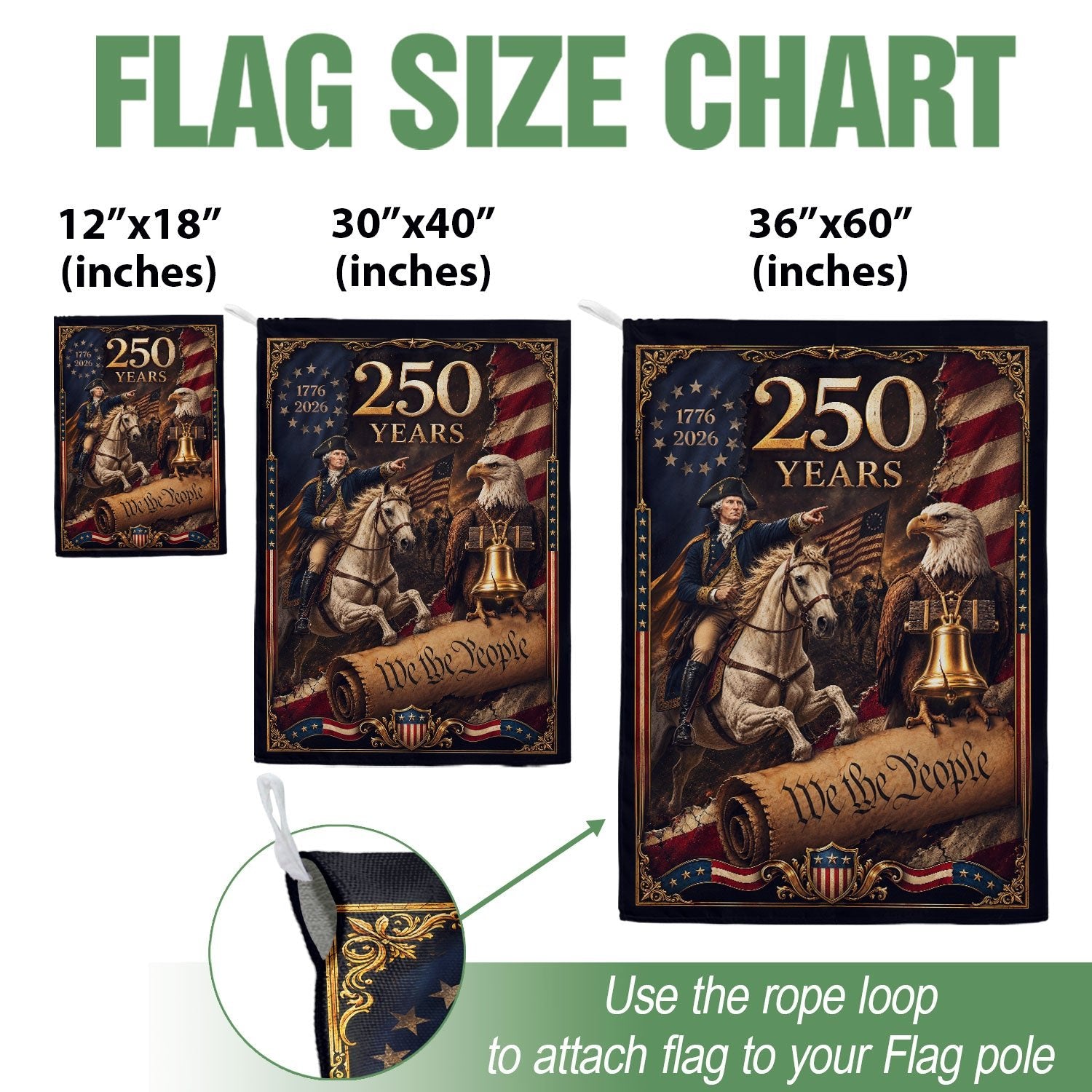 USA 250th Anniversary Garden Flag 1776-2026 George Washington Bald Eagle Patriotic Decor - Rust Field Wear