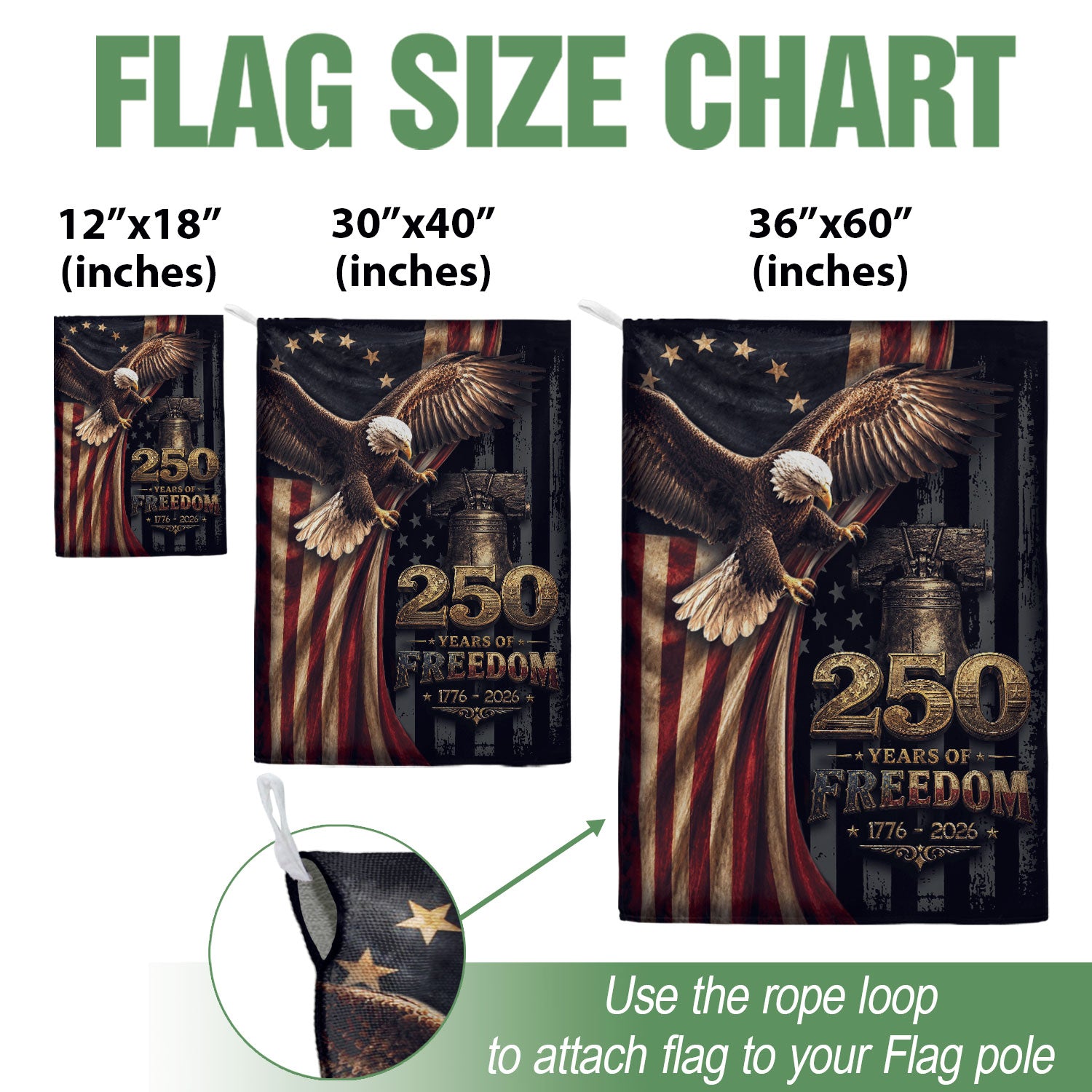 Garden Flag 250 Years of Freedom 1776-2026 American Patriotic Eagle House Banner Decor