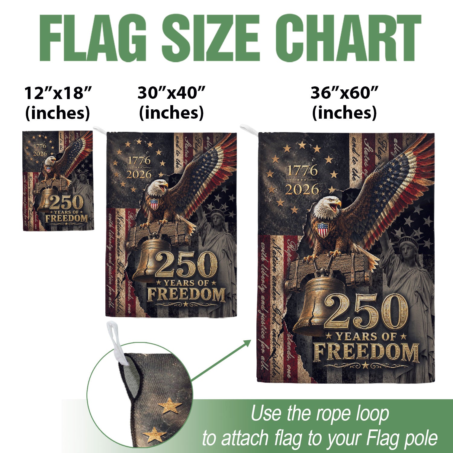 House Flag 250 Years of Freedom 1776-2026 American Statue of Liberty Eagle Banner