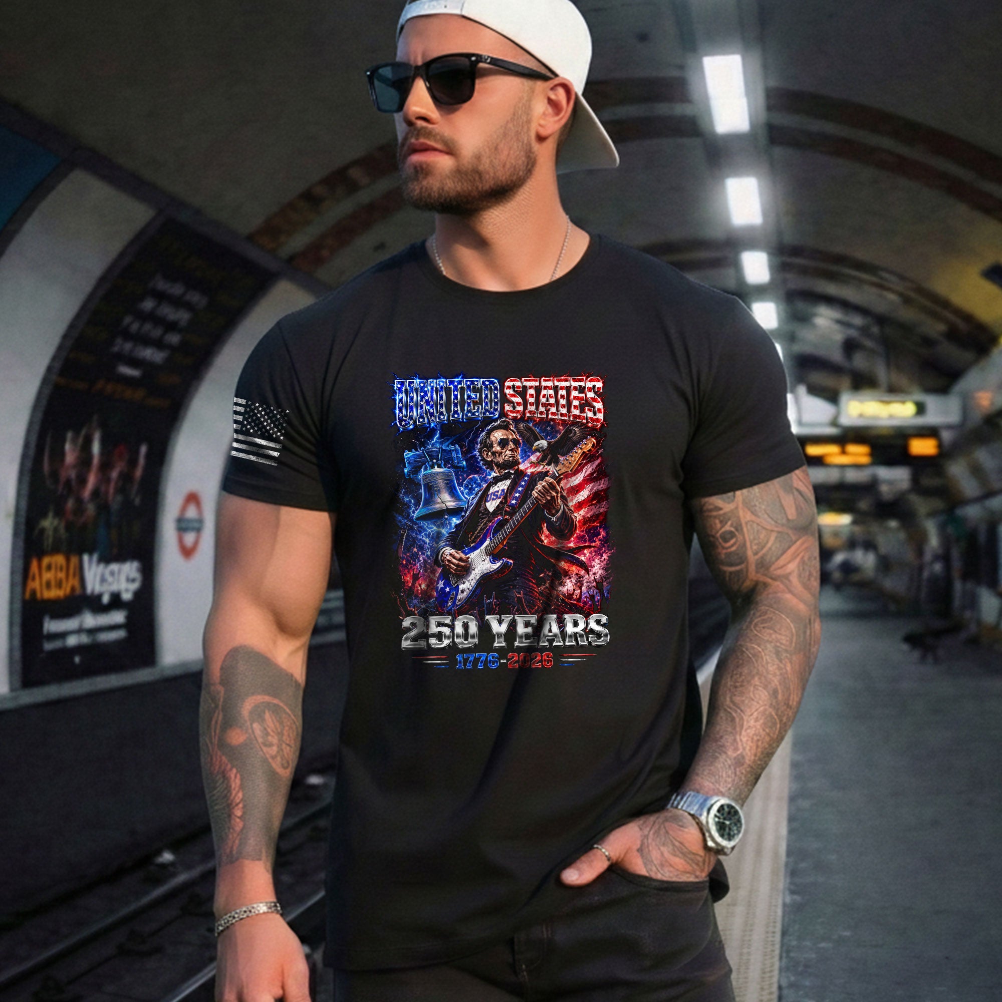 Abraham Lincoln Rock Guitar Shirt Liberty Bell Patriotic 1776 2026 Tee - Rust Field Wear