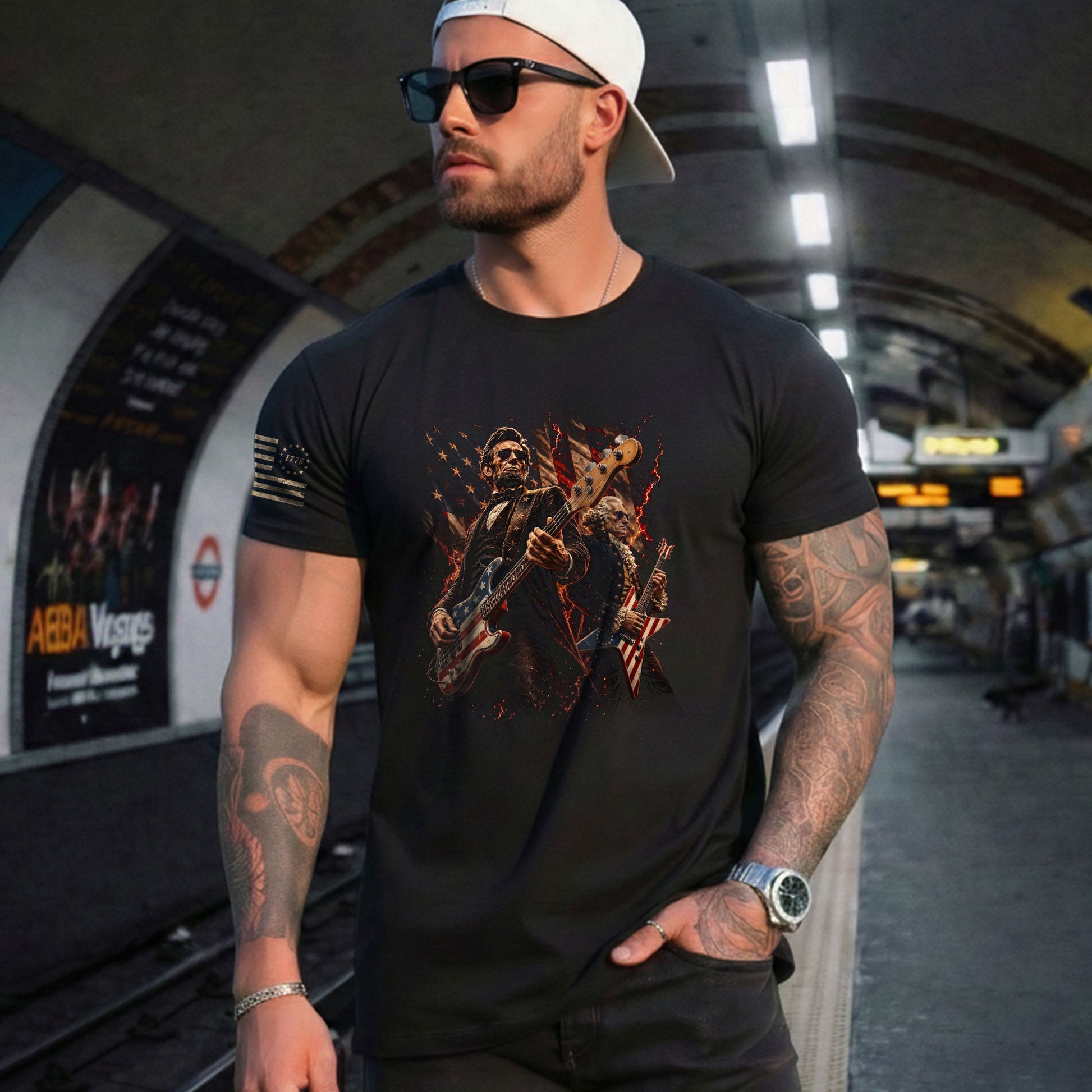 Patriotic Guitar Heroes Shirt 250 Years of Freedom Vintage American Rock Tee - Rust Field Wear