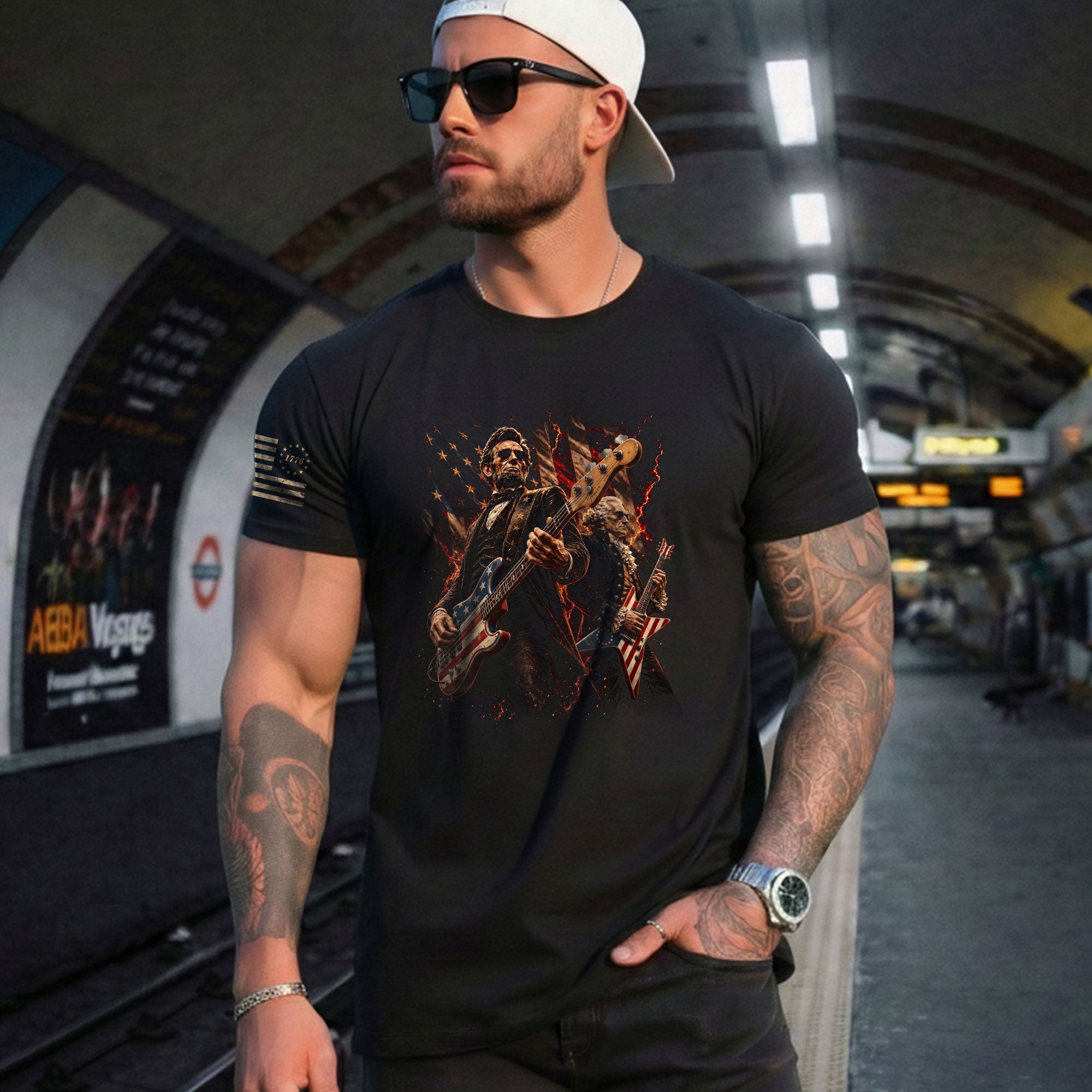 Patriotic Guitar Heroes Shirt 250 Years of Freedom Vintage American Rock Tee - Rust Field Wear