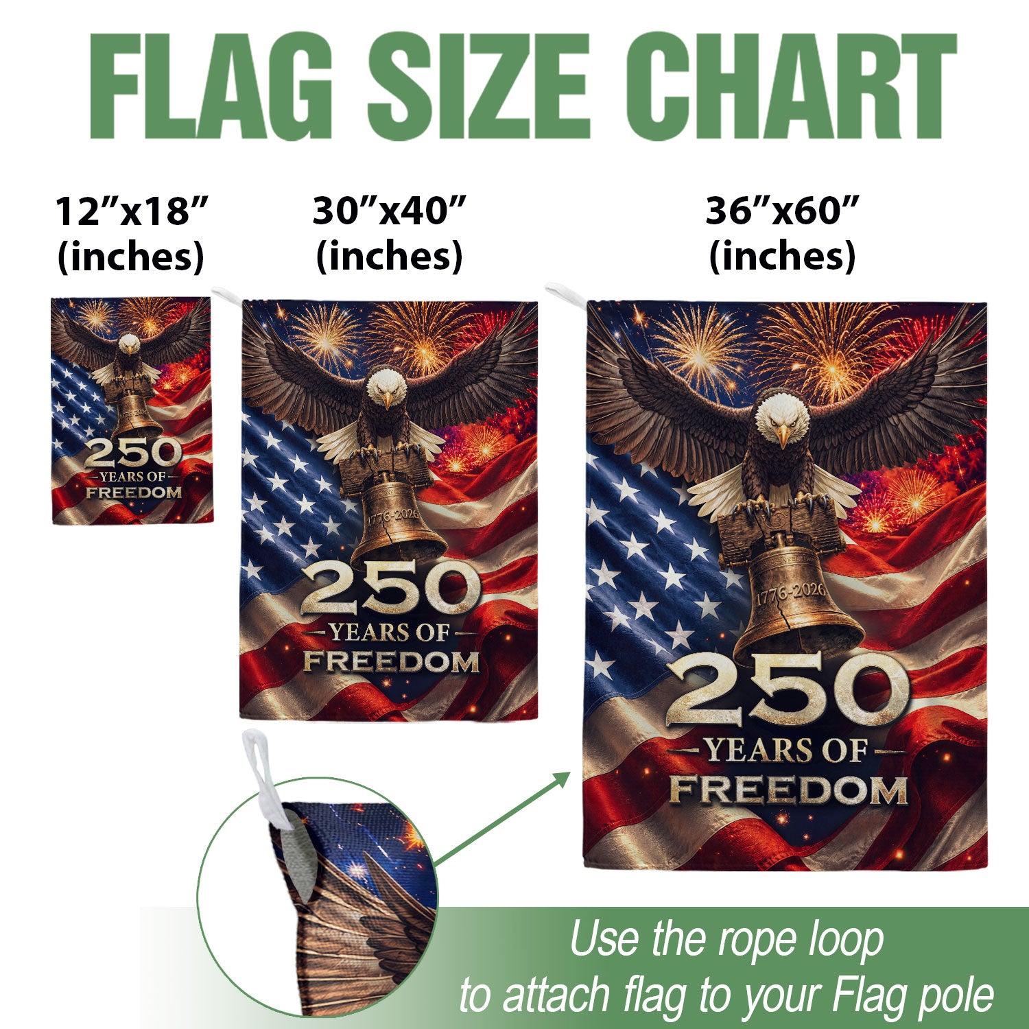 250 Years of Freedom House Flag American Eagle Patriotic Outdoor Decor USA