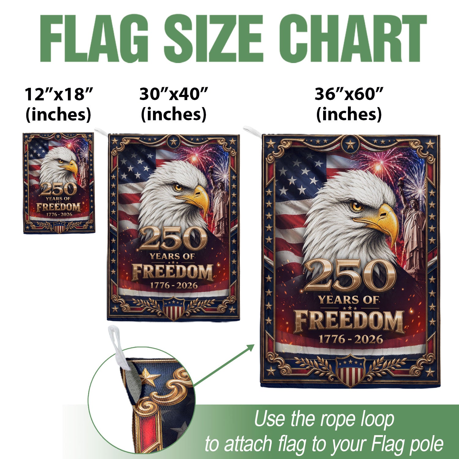 Patriotic Garden Flag 1776-2026 Bald Eagle Sign Freedom USA Banner