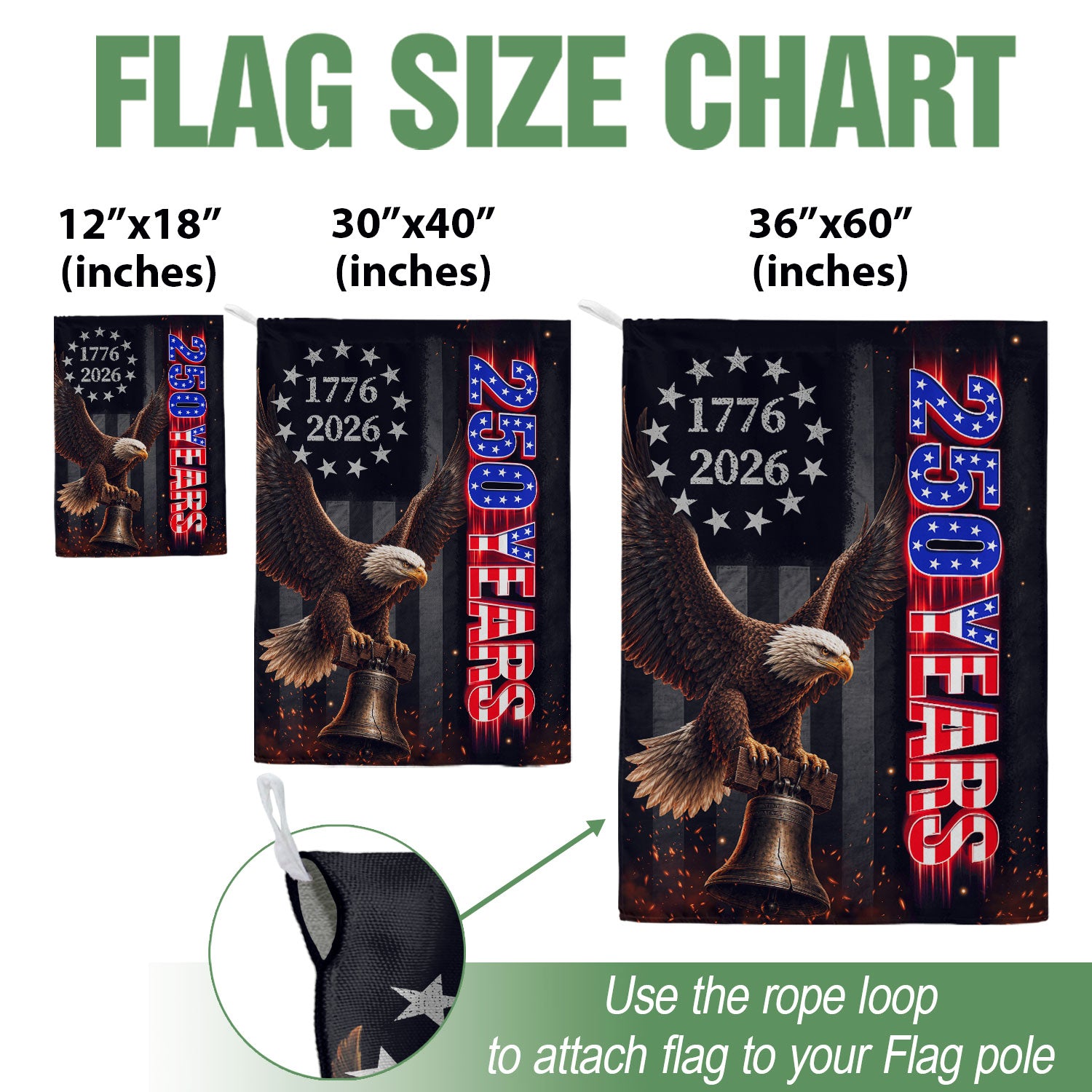 250 Years of Freedom House Flag Eagle Liberty USA Patriotic Banner