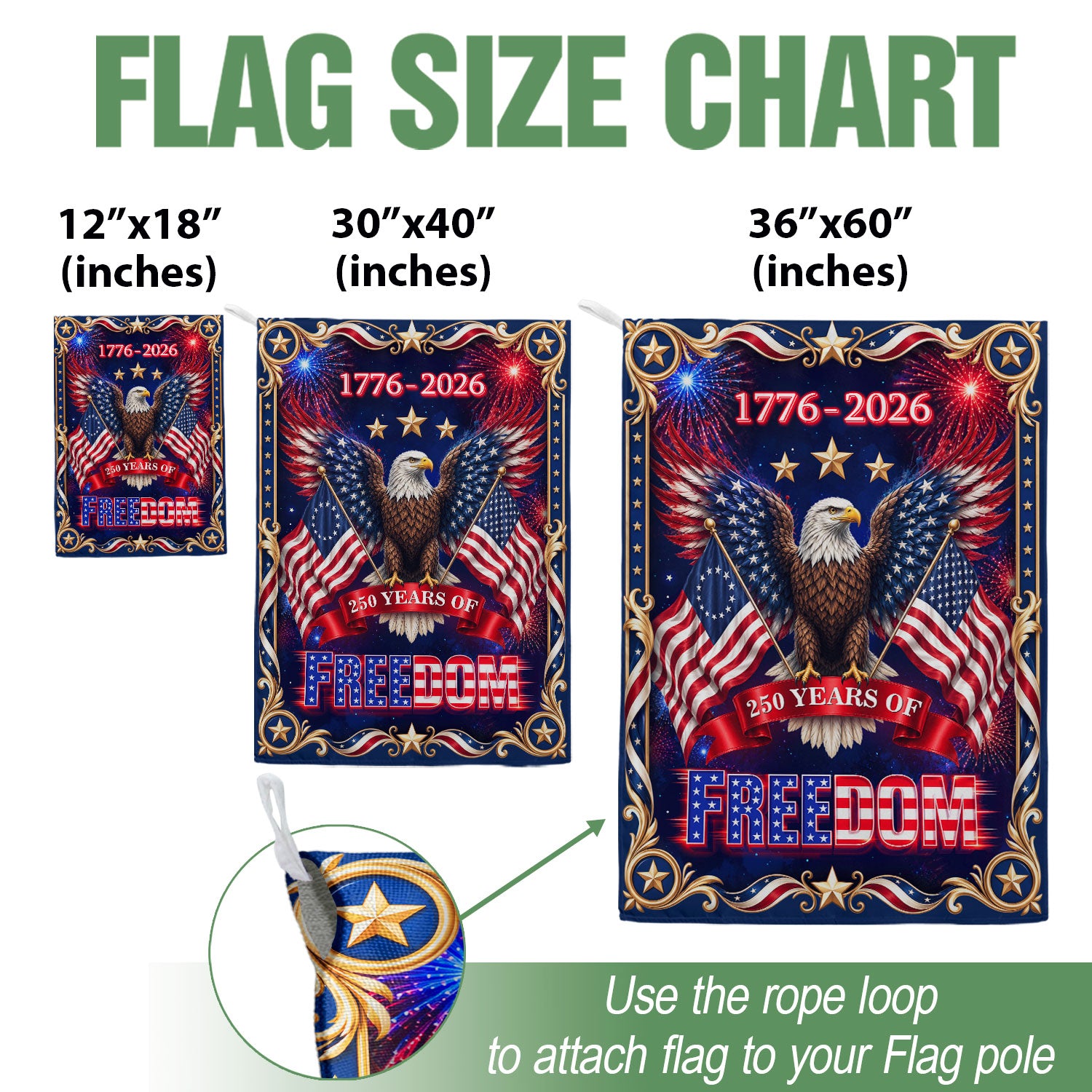 USA 250th Anniversary House Flag Bald Eagle Freedom Outdoor Decor