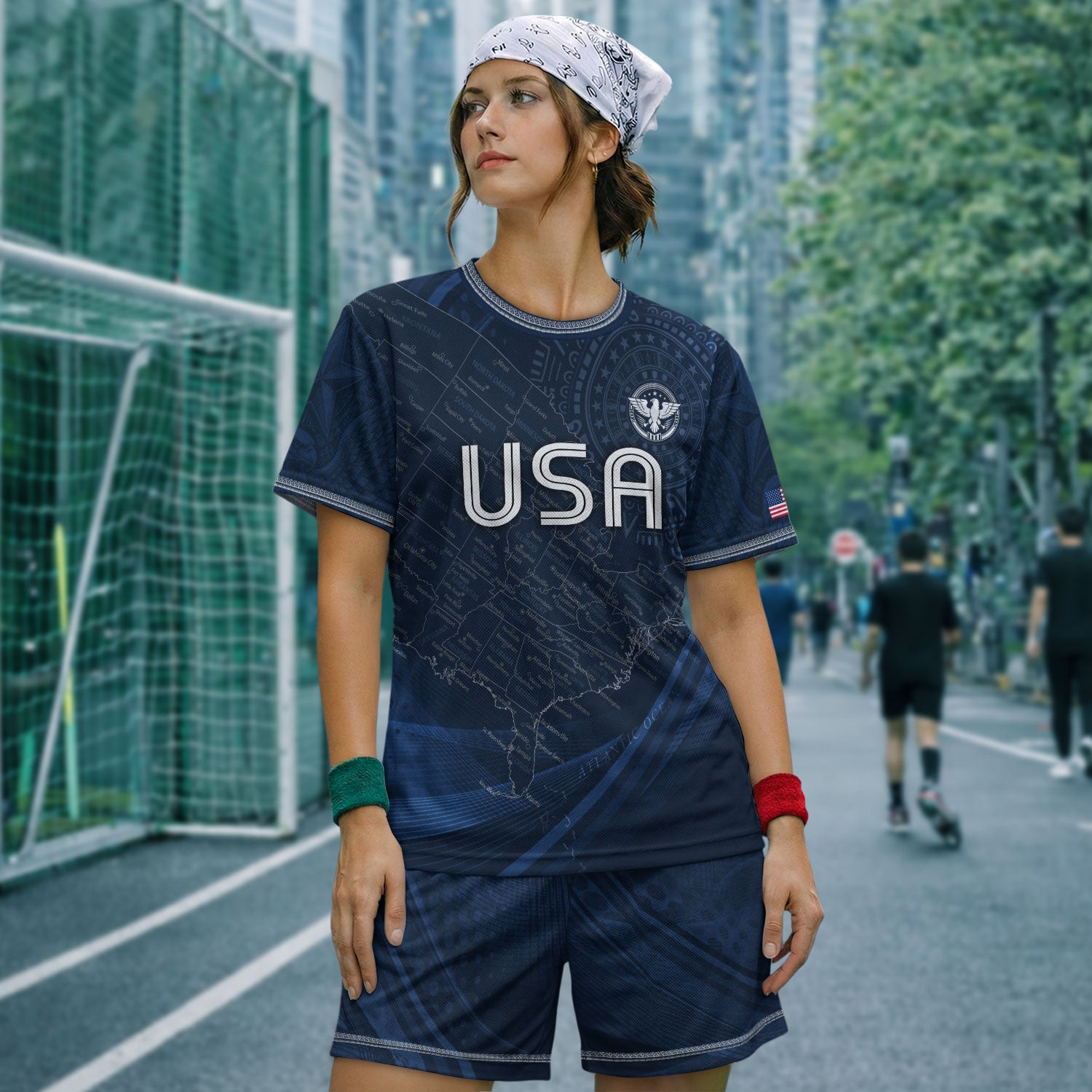 USA Soccer Jersey Vintage Navy US Map American Flag Shirt Patriotic Eagle Soccer Fan Tee