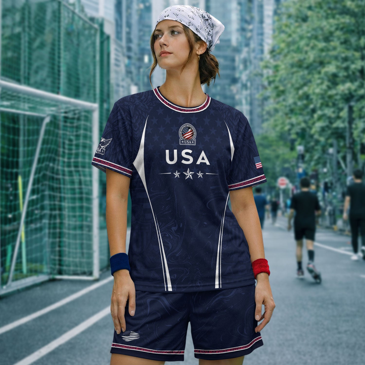 Navy Blue USA Soccer Jersey Patriotic Eagle Football Shirt American Pride Sports Fan Apparel for Men