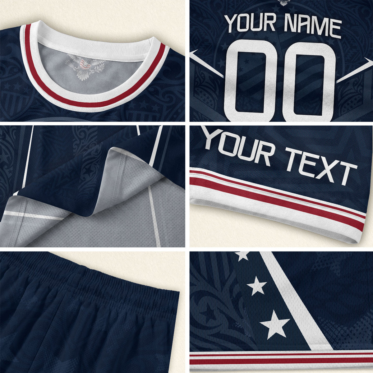Custom Navy Blue USA Soccer Jersey and Shorts Set Kid Personalized Name and Number - Rust Field Wear