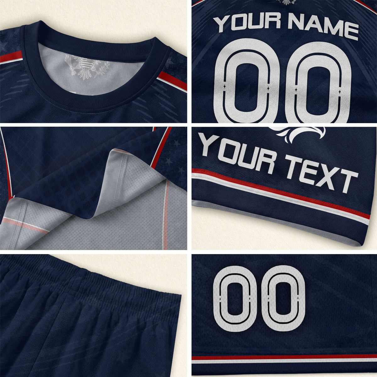 Custom Dark Navy USA Soccer Uniform Personalized Name Number For Kid - Rust Field Wear