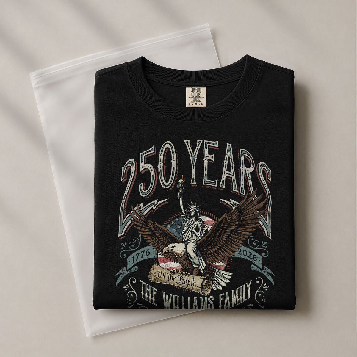 United States 250th Anniversary Liberty Apparel Personalized Custom Family Name Shirts - Rust Field Wear
