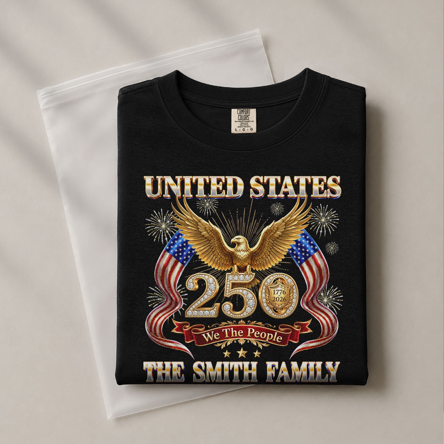 Golden Eagle Holiday Graphic Tee Customized Custom Family Name United States Group Shirts - Rust Field Wear