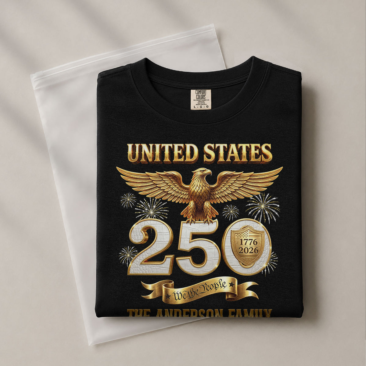 Majestic Eagle Fireworks Holiday Graphic Tee Customized Custom Family Name United States Shirts - Rust Field Wear
