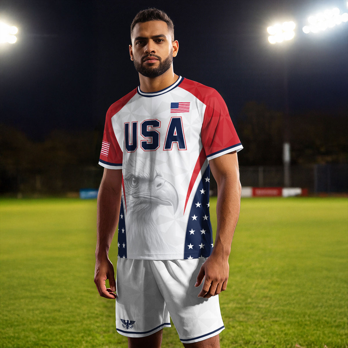 USA Soccer Jersey Adult United States Patriotic Eagle Shirt American Football Tee
