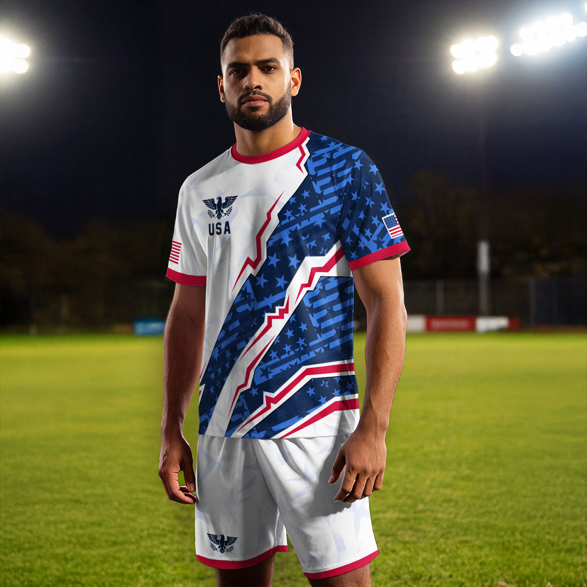 USA Eagle Soccer Jersey Adult American Pride Patriotic Soccer Fan Graphic Shirt