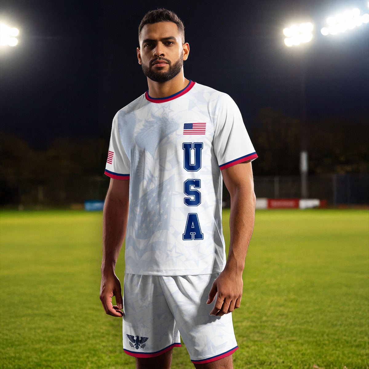USA Eagle Soccer Jersey Adult Patriotic American Flag Soccer Fan Independence Day Shirt