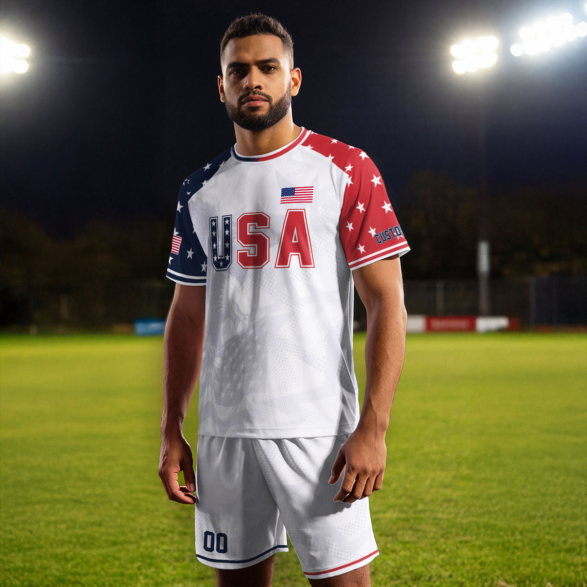 Custom USA Soccer Jersey White American Football Shirt Sports Fan Gear Name Men - Rust Field Wear