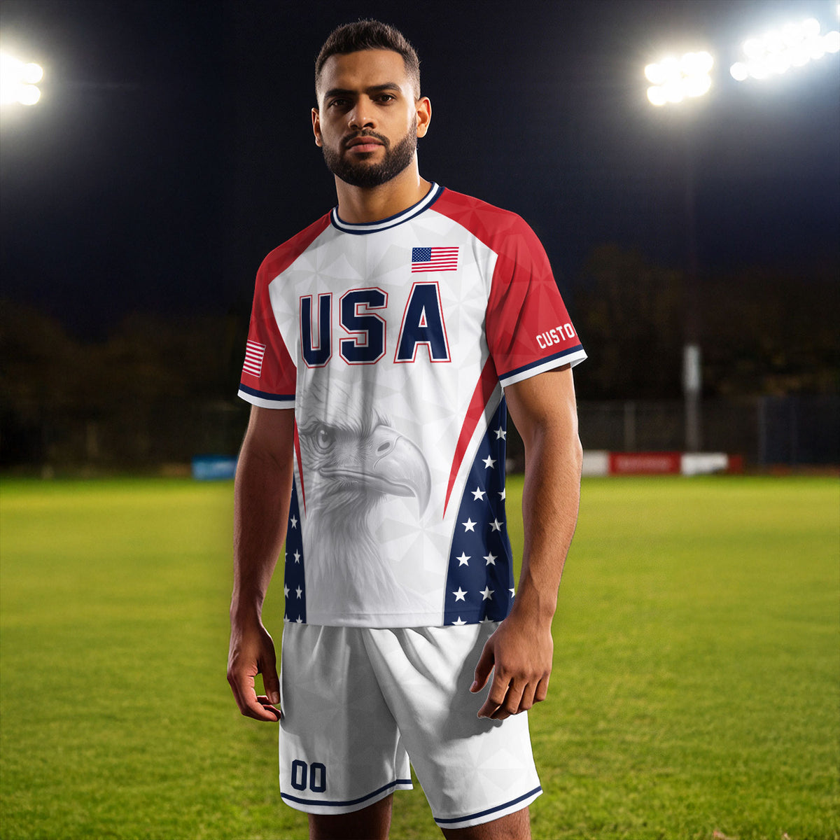 USA Soccer Jersey White Personalized American Football Shirt Eagle Pattern Team Men - Rust Field Wear