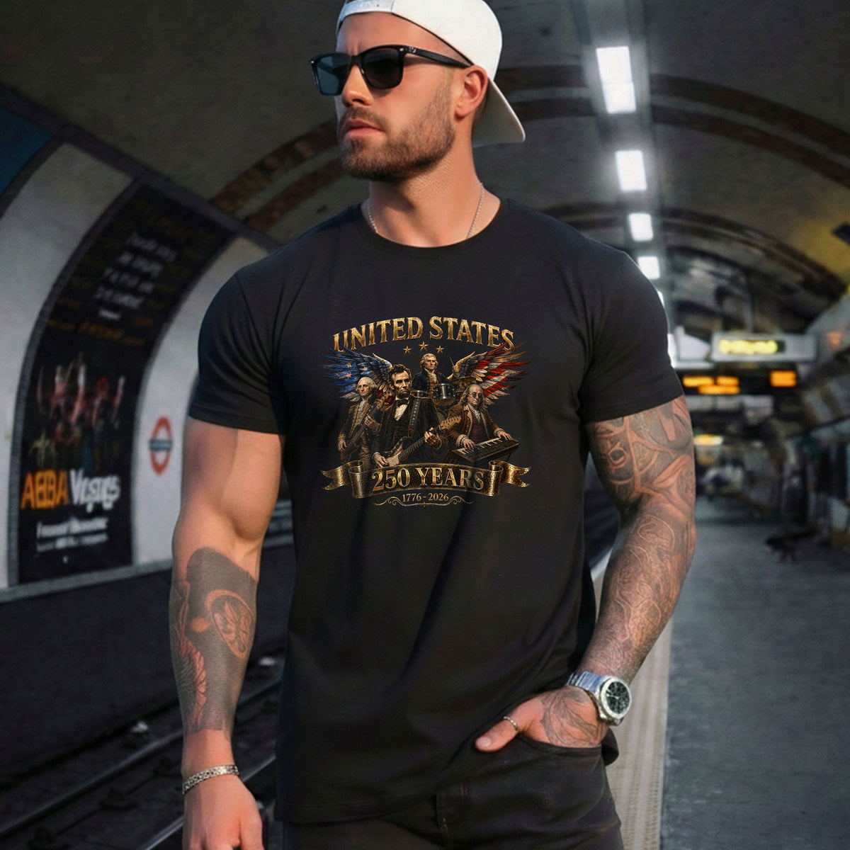 Patriotic Presidents Eagle Wings Rock Band T Shirt 250 Years 1776-2026 Vintage Tee - Rust Field Wear