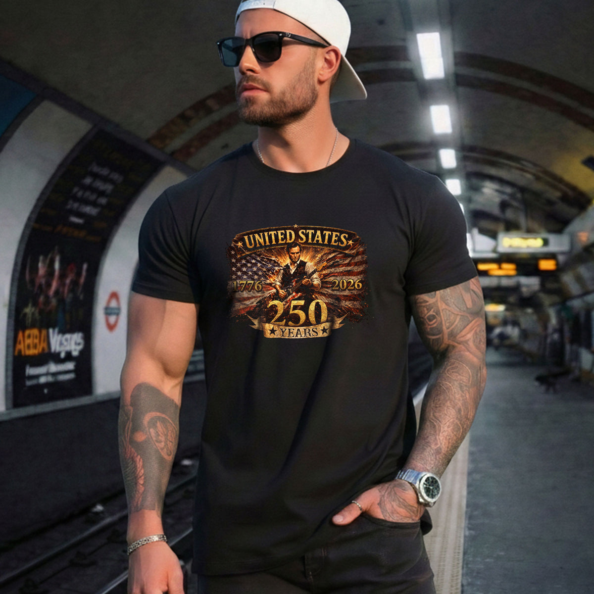 250 Years Anniversary Lincoln America T Shirt Patriotic 1776 2026 Graphic Unisex Tee - Rust Field Wear