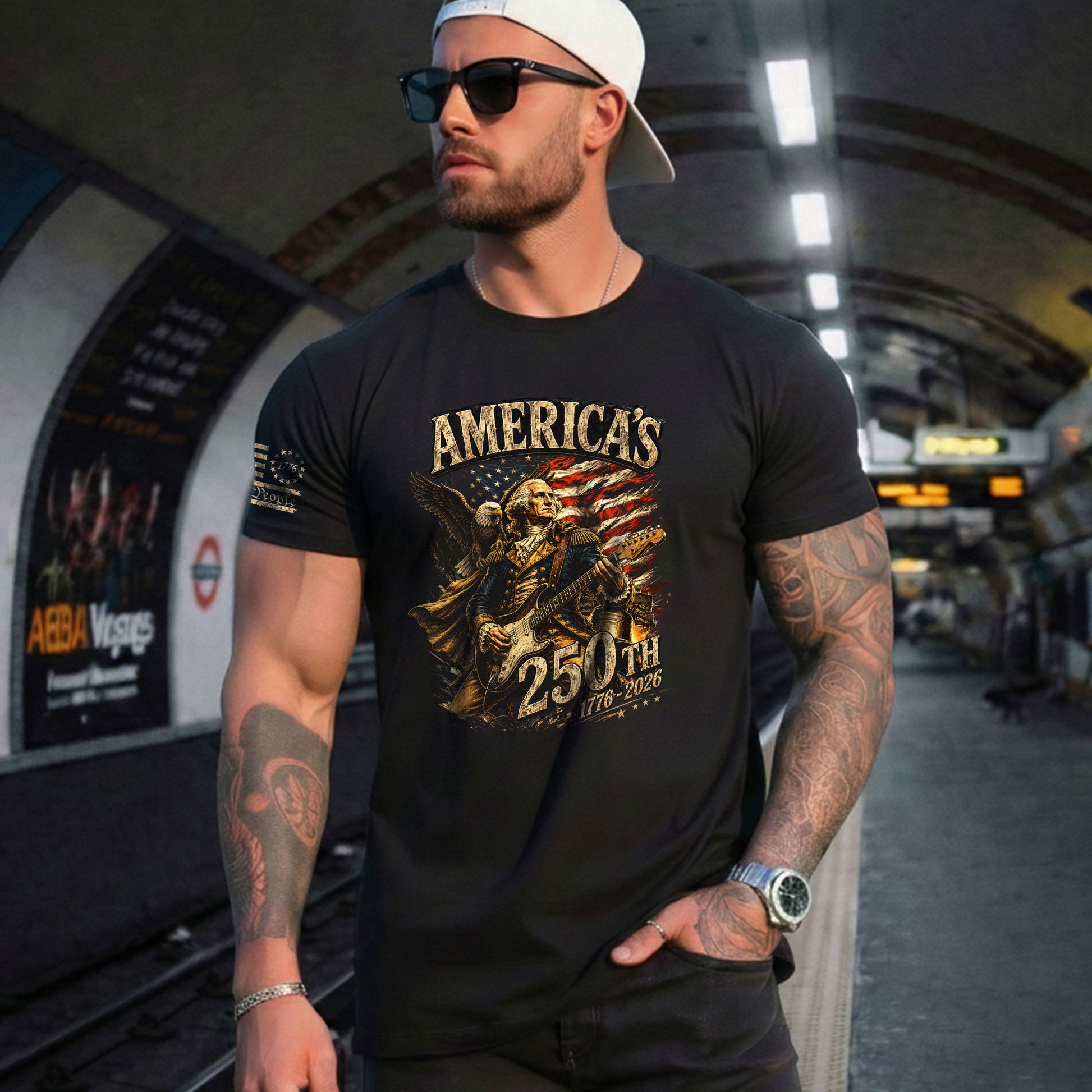 Eagle George Washington Guitar Shirt 1776-2026 Patriotic Graphic Tee Anniversary Gift - Rust Field Wear