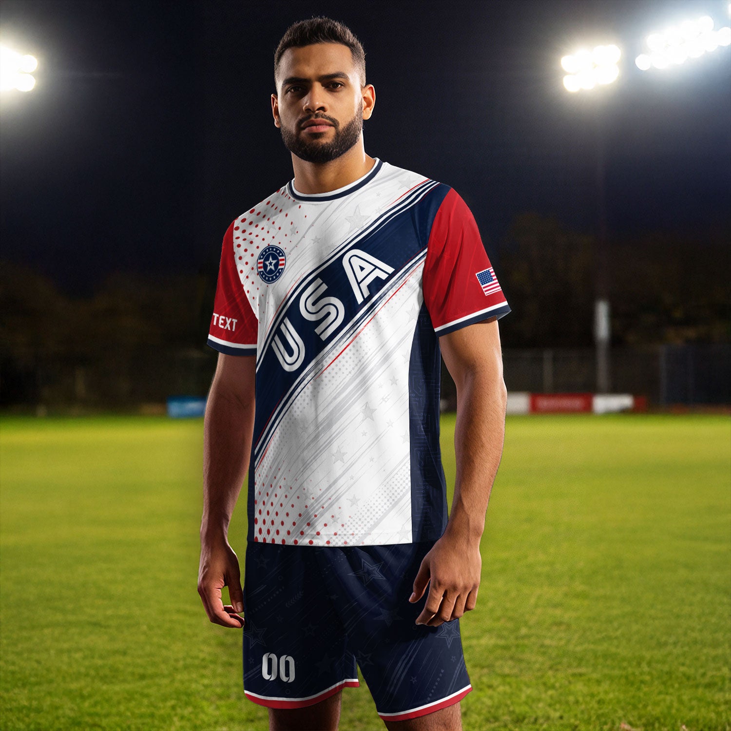 Custom Adult White Soccer Jersey - Personalized Name & Number USA Patriotic Sportswear
