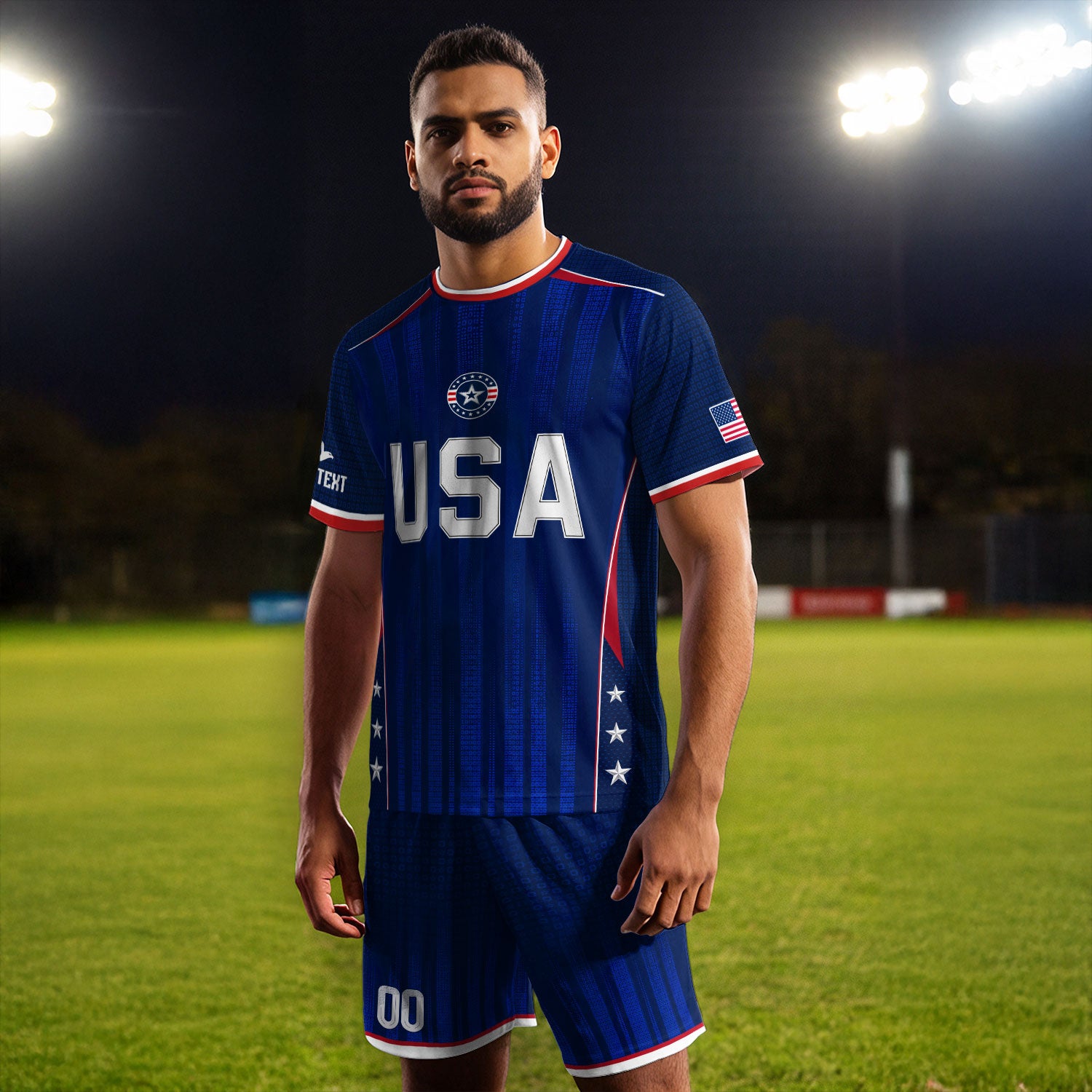 Custom Blue USA Soccer Jersey - Personalized Name & Number Patriotic Sports Shirt
