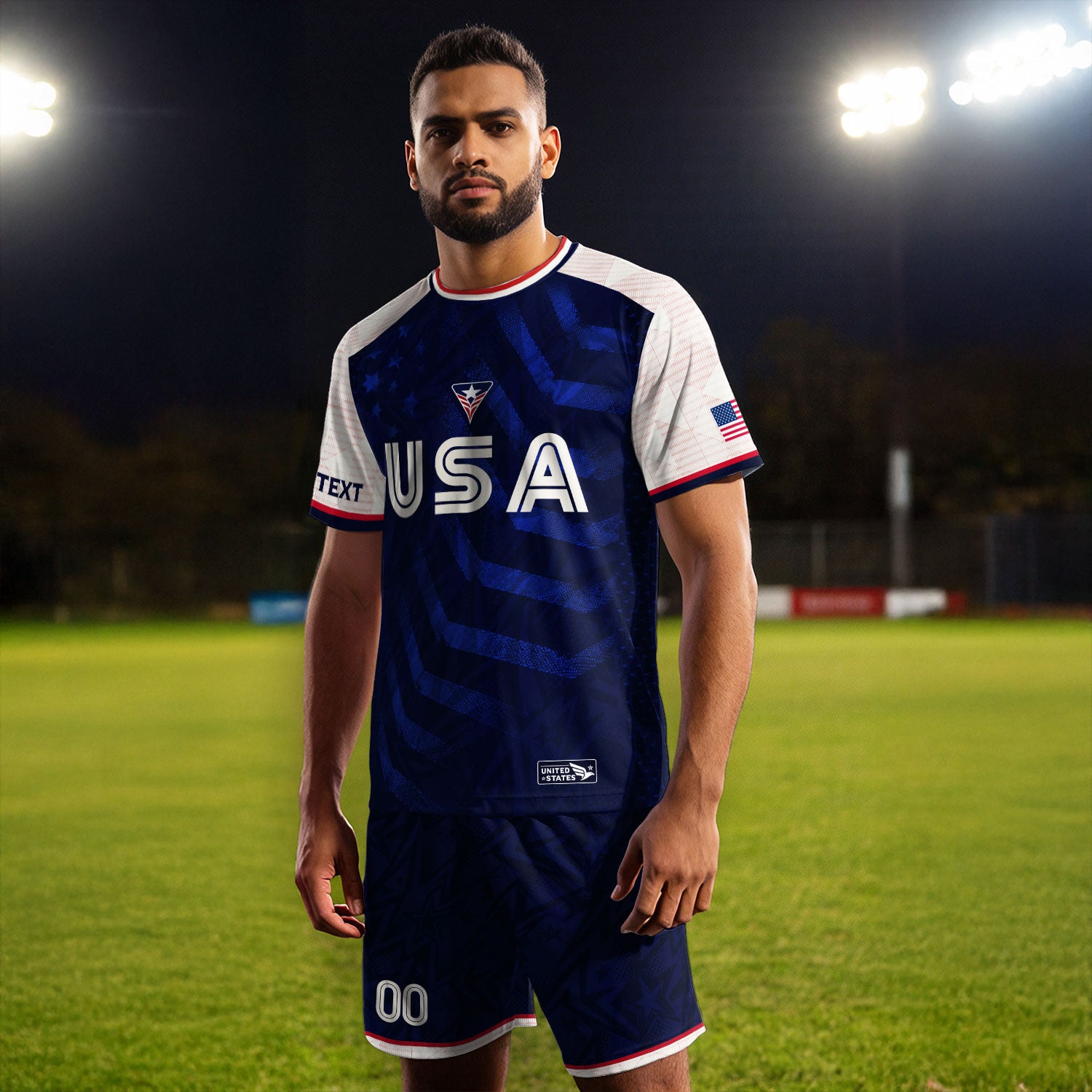 Custom Dark Blue USA Soccer Jersey - Personalized Name & Number American Sports Gear