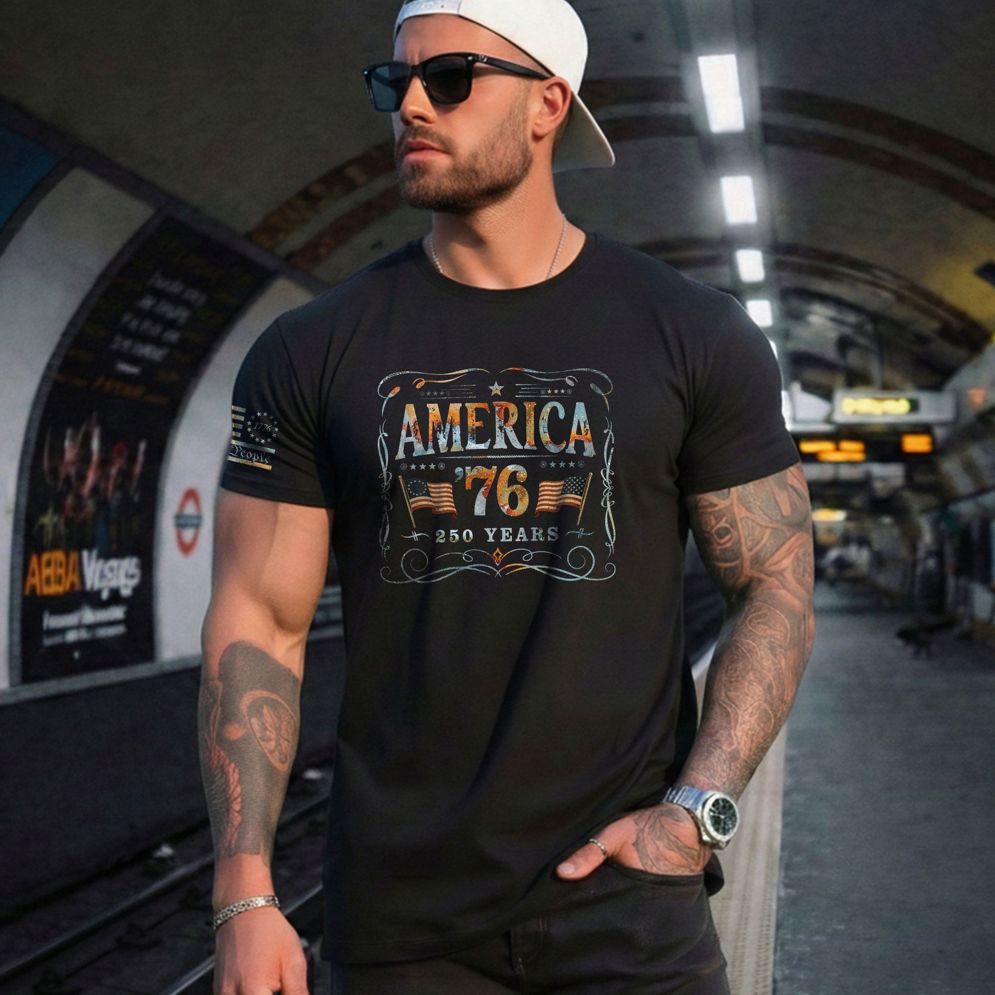 American Pride 76 T-Shirt Vintage Patriotic Graphic Design Casual Birthday Gift - Rust Field Wear