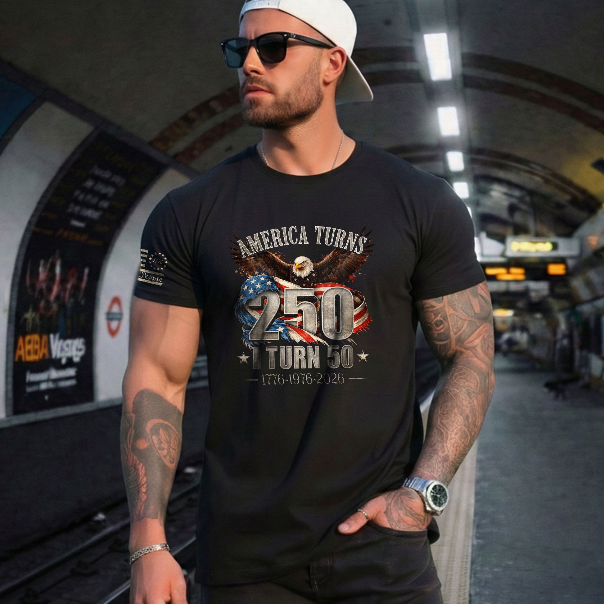 America Turns 250 I Turn 50 Shirt 1976 Vintage 50th Birthday Eagle Patriotic Tee Gift - Rust Field Wear