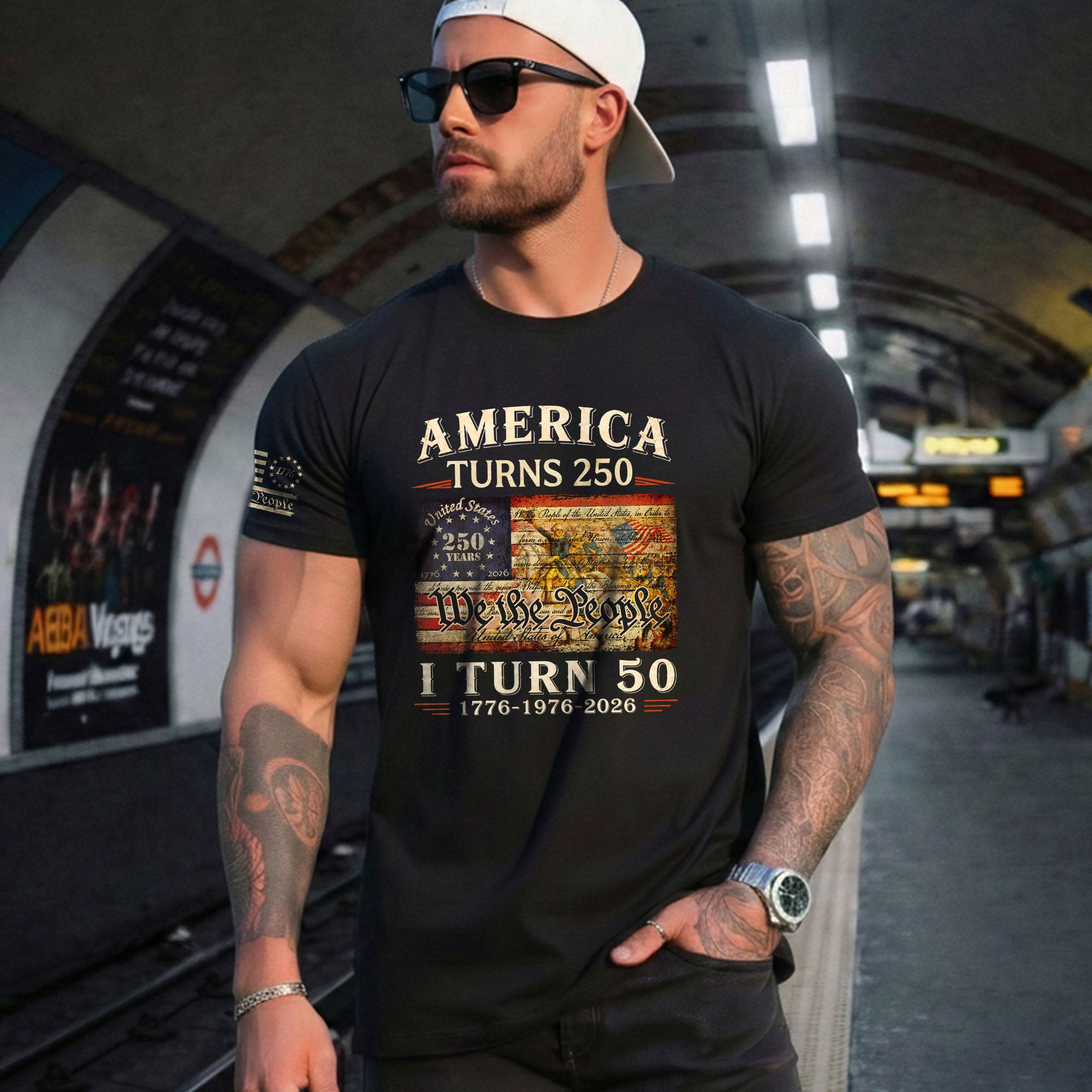 Golden 50th Birthday Shirt Patriotic Historical Art T-Shirt Gift Born in 1976 2026 - Rust Field Wear