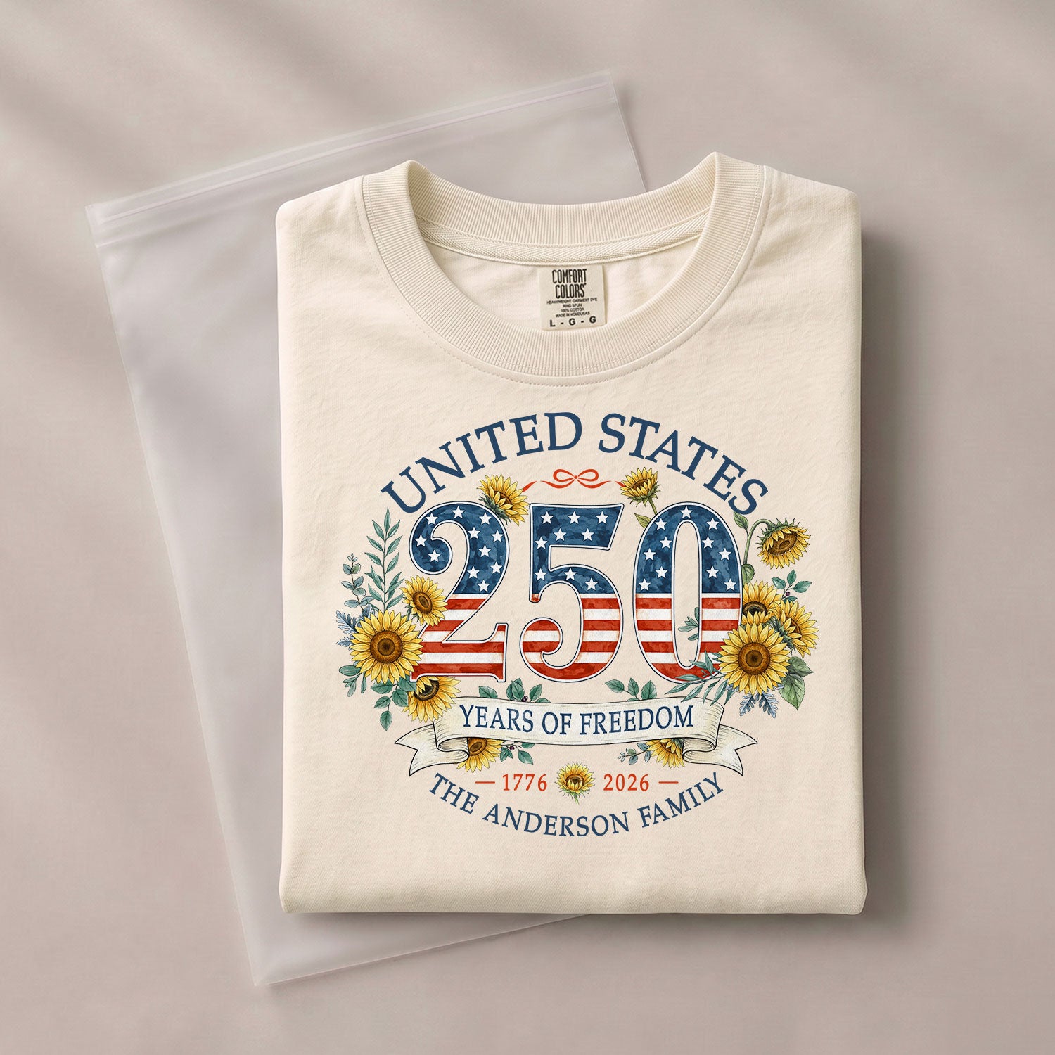 Custom Family Shirt Vintage 4th of July Patriotic 250th Years of Freedom 1776 2026 Sunflower - Rust Field Wear