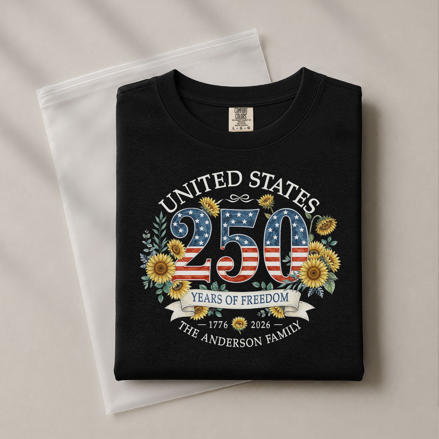 Custom Family Shirt Sunflower Navy Patriotic Flag 250th 1776 2026 4th of July Vintage Retro - Rust Field Wear