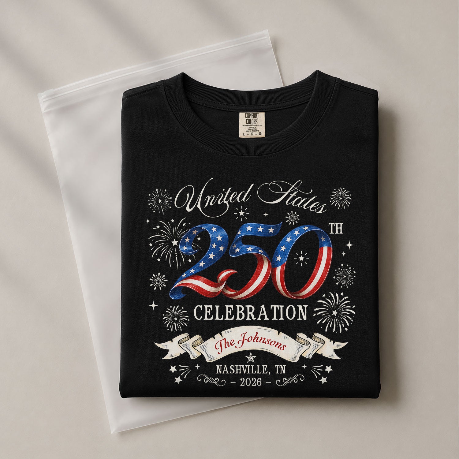 Custom Family Shirt United States Celebration 2026 250th Navy Patriotic Fireworks Graphic - Rust Field Wear