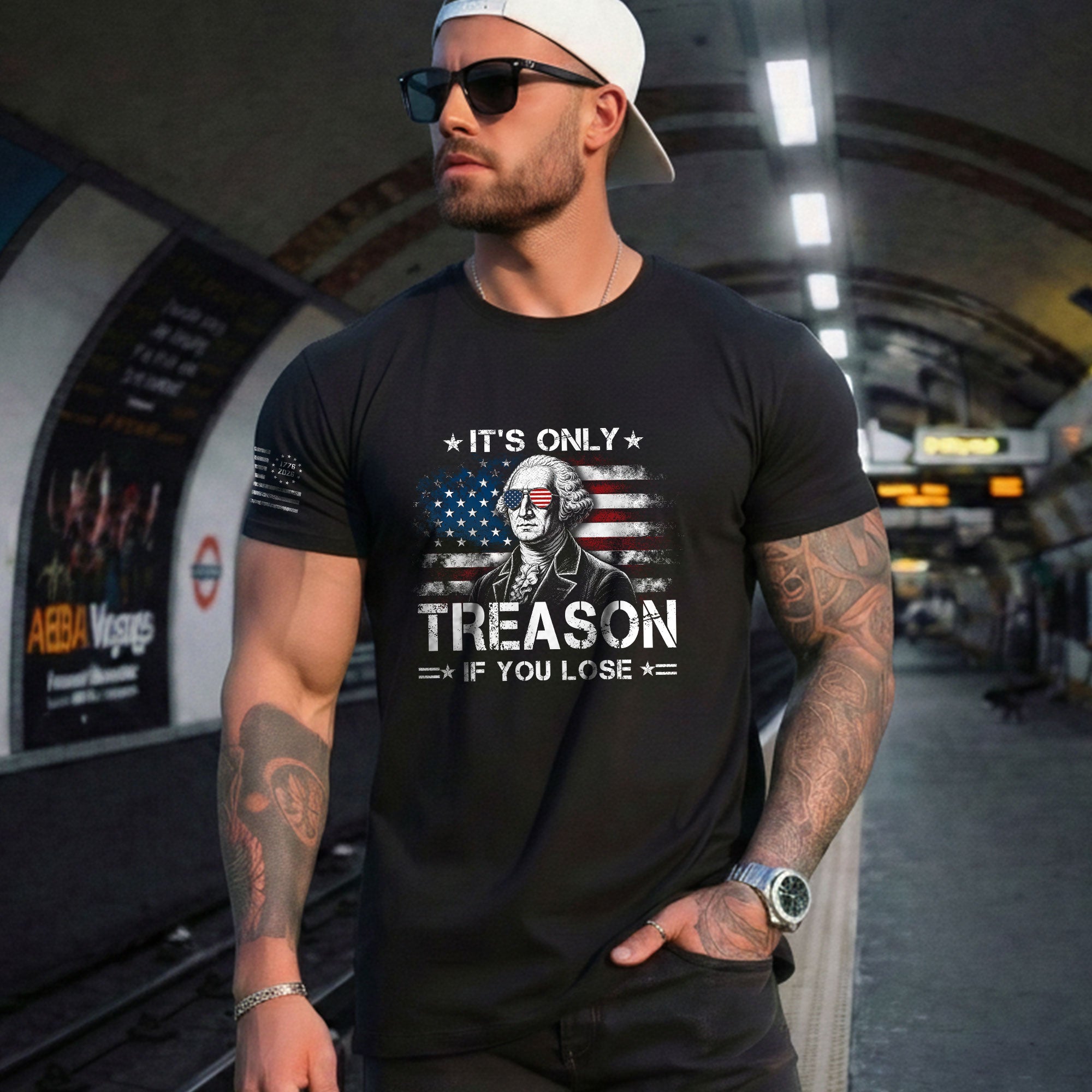 It's Only Treason If You Lose Shirt George Washington Patriotic Flag 2D Graphic Tee - Rust Field Wear