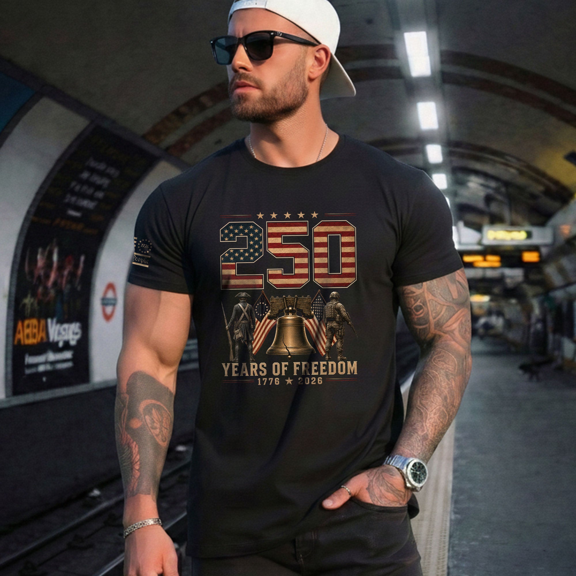 250 Years Of Freedom Tee - Historic Liberty Bell Patriotic Soldier Cotton Shirt - Rust Field Wear