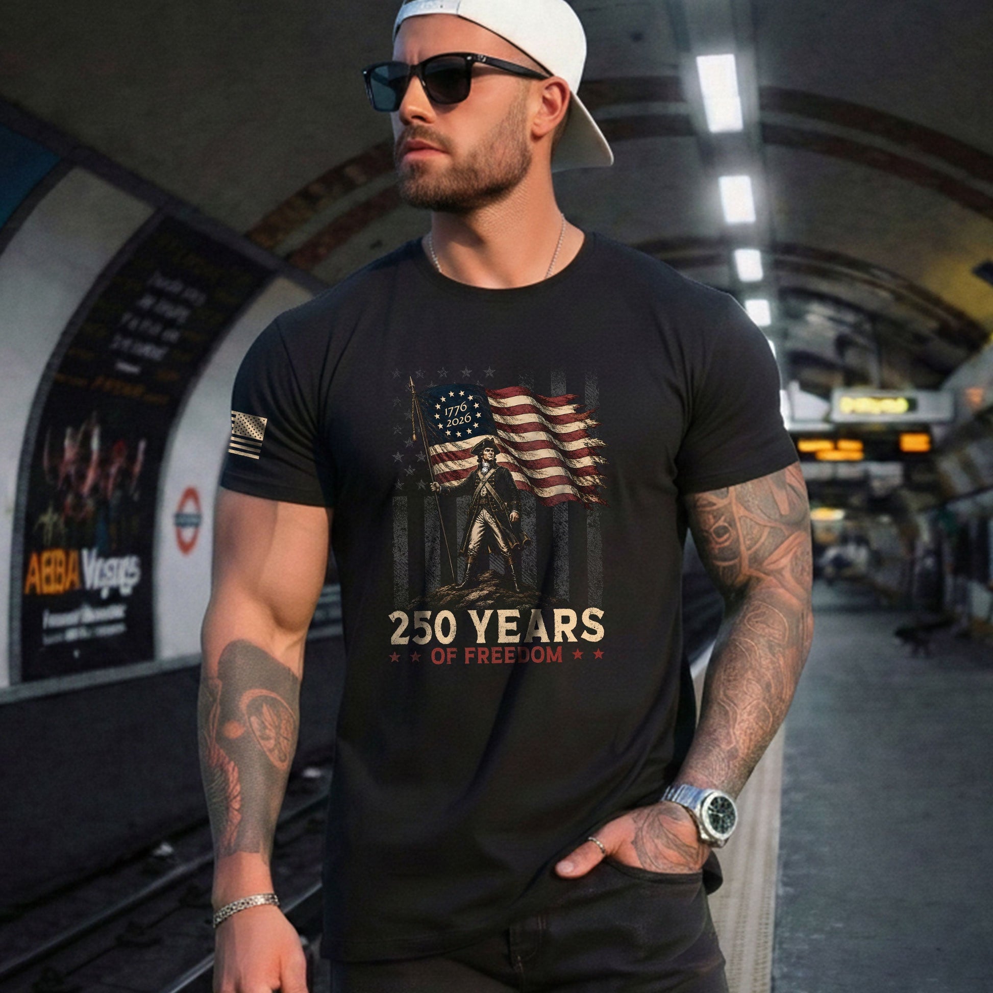 250th Anniversary Freedom Tee - Vintage George Washington Patriotic Cotton Graphic Shirt - Rust Field Wear