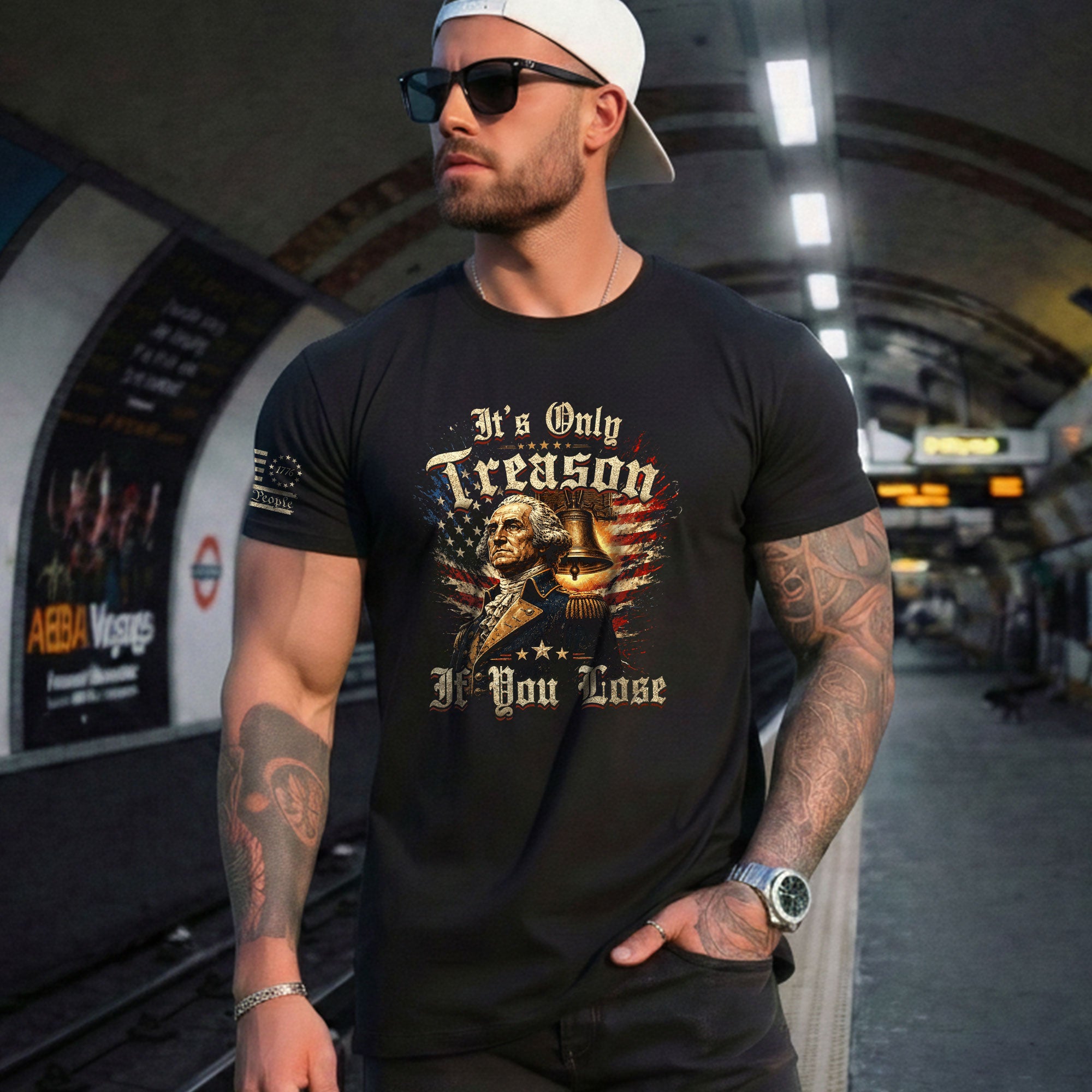 George Washington T-Shirt - It’s Only Treason If You Lose American Flag Graphic Tee - Rust Field Wear