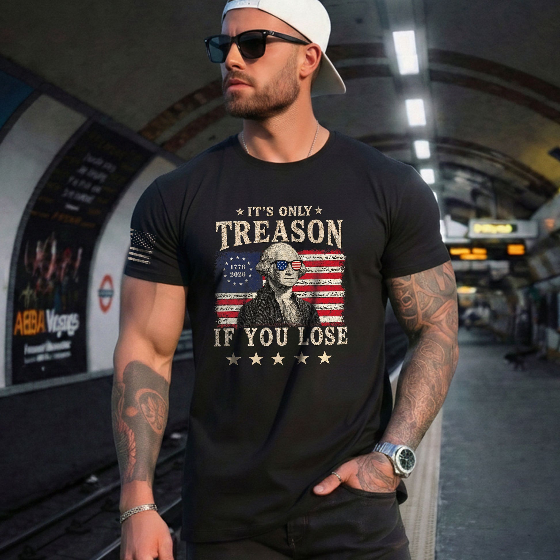 It's Only Treason If You Lose T-Shirt George Washington Patriotic Flag Graphic Tee - Rust Field Wear