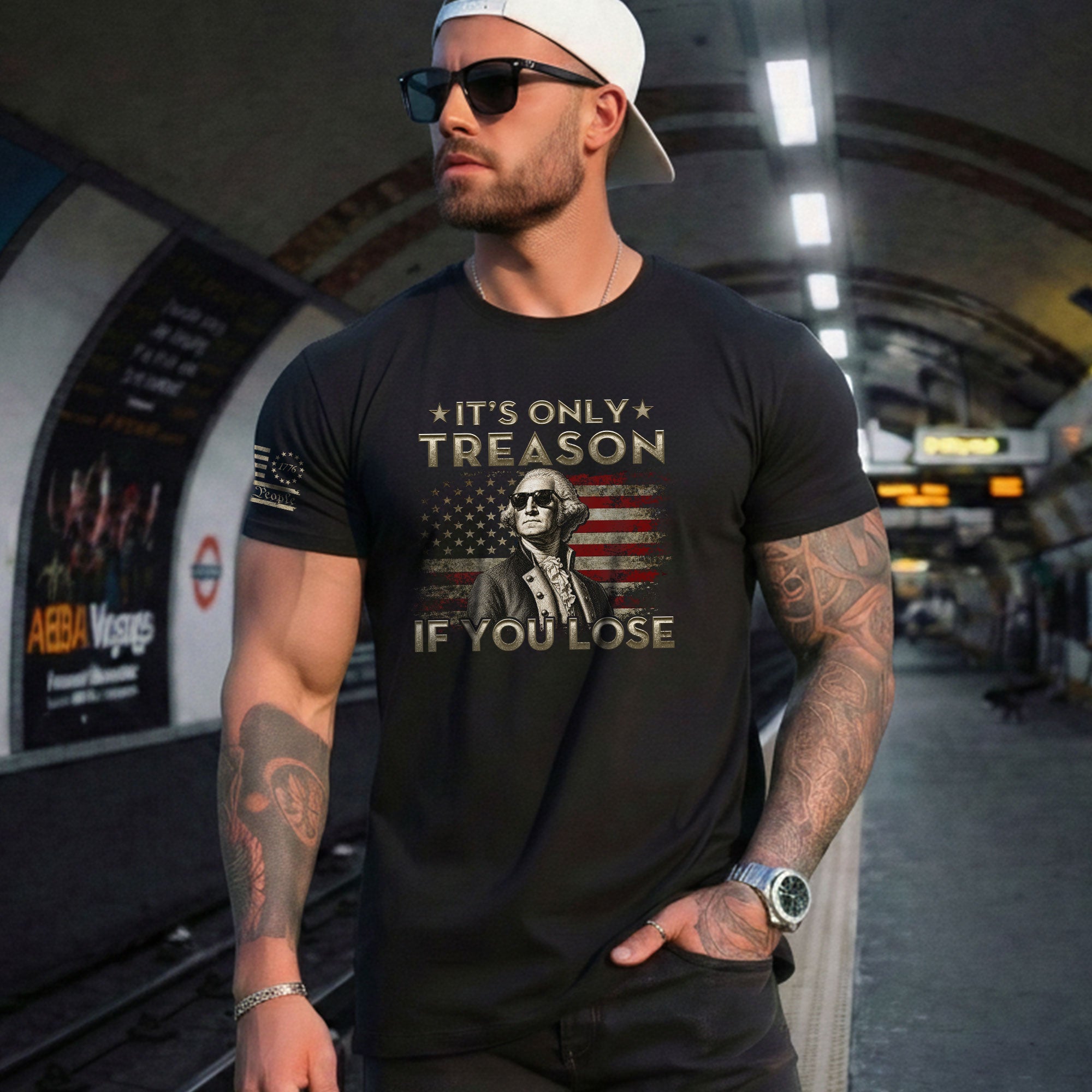 It's Only Treason If You Lose T-Shirt Patriotic George Washington American Flag Tee - Rust Field Wear