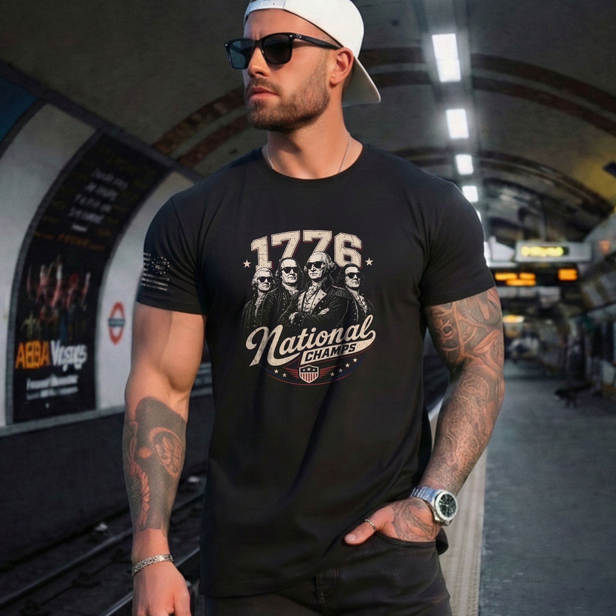 1776 National Champs Patriotic Top - Vintage Style Founding Fathers Graphic Shirt - Rust Field Wear