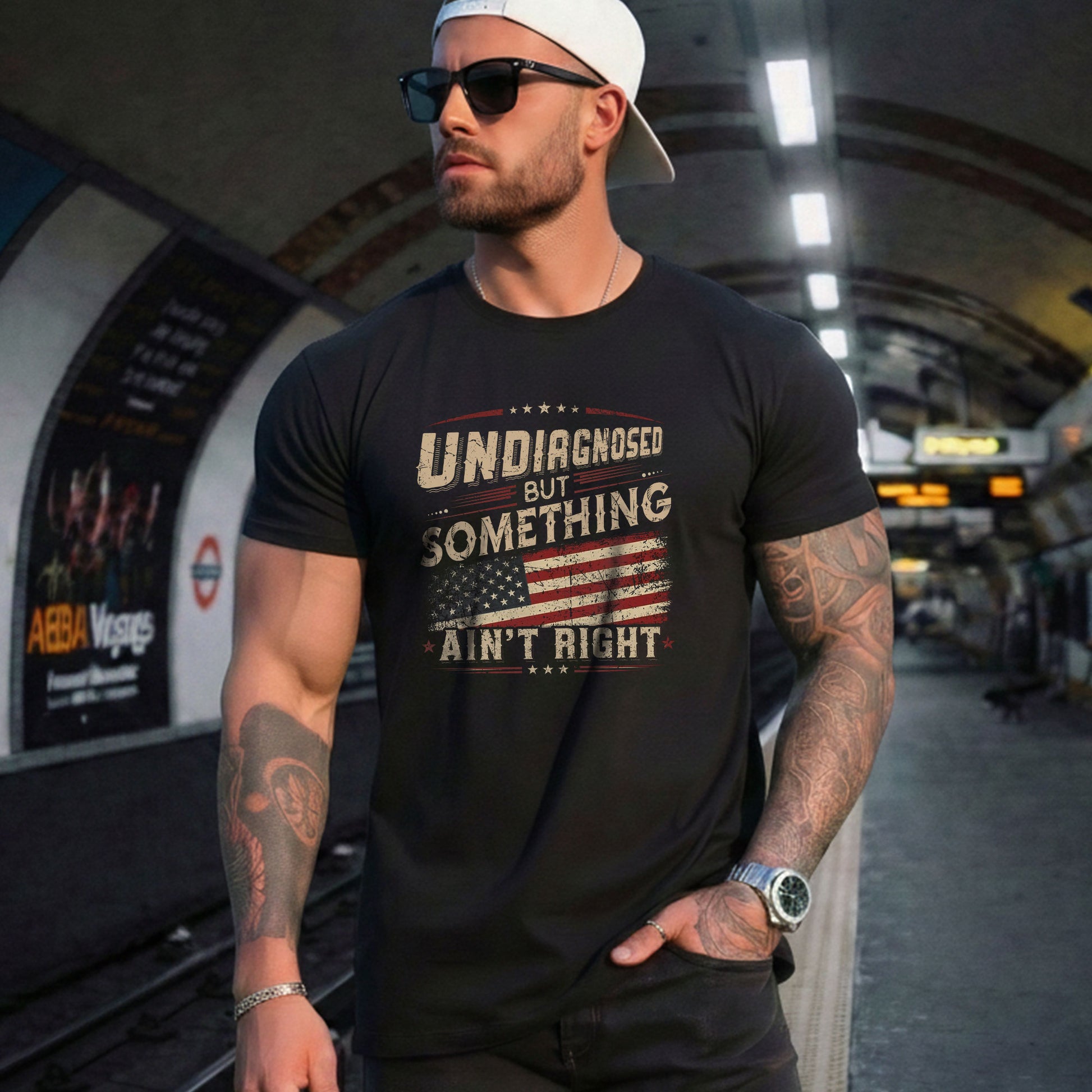 Undiagnosed But Something Ain't Right T-Shirt Vintage USA Flag Patriotic Graphic Tee - Rust Field Wear
