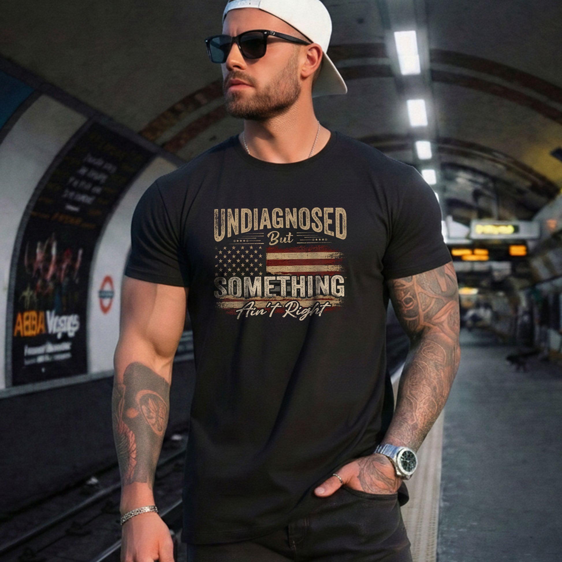 Undiagnosed But Something Ain't Right T-Shirt Distressed American Flag Humor Tee - Rust Field Wear