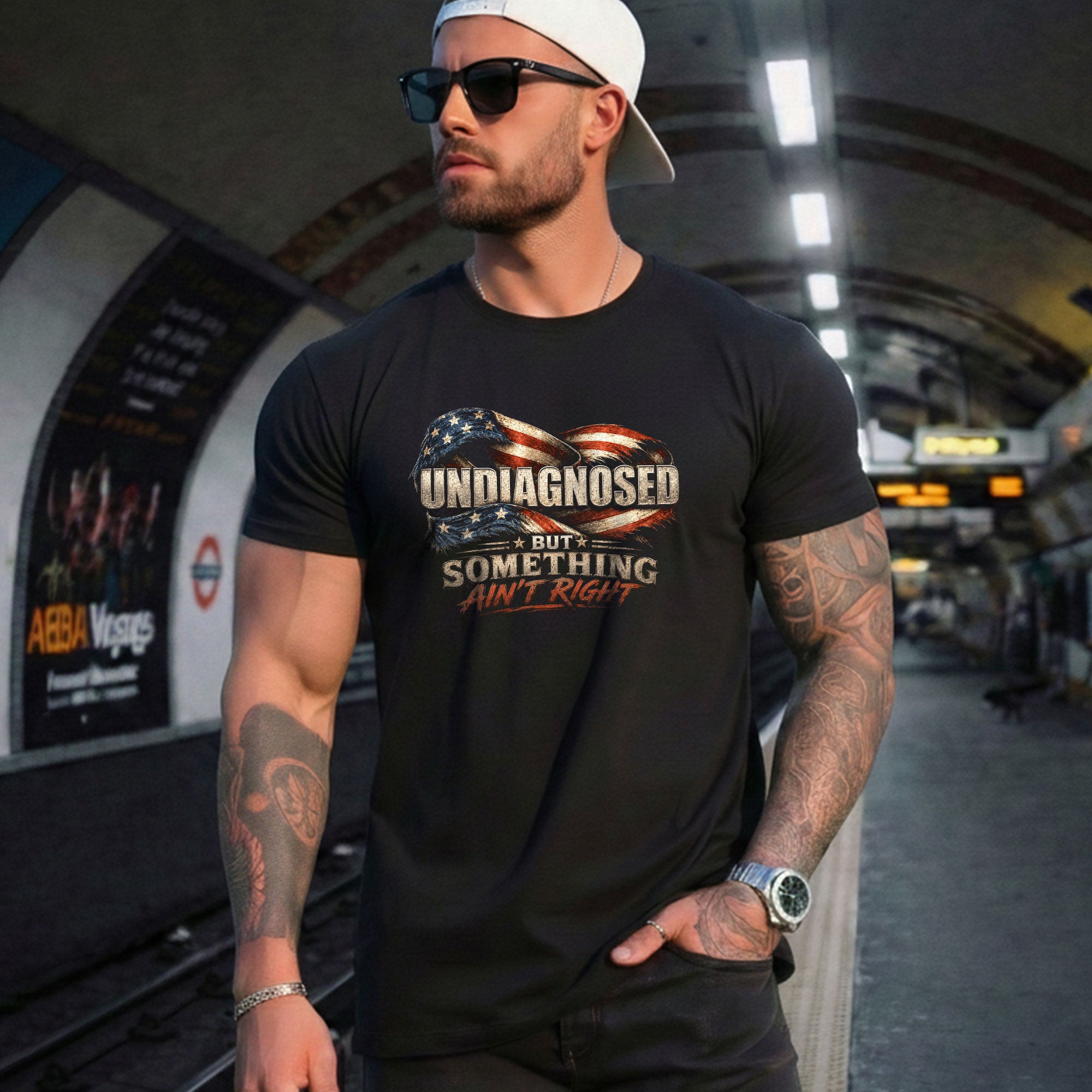 Undiagnosed But Something Ain't Right Eagle Flag T-Shirt Funny Patriotic Graphic Tee - Rust Field Wear