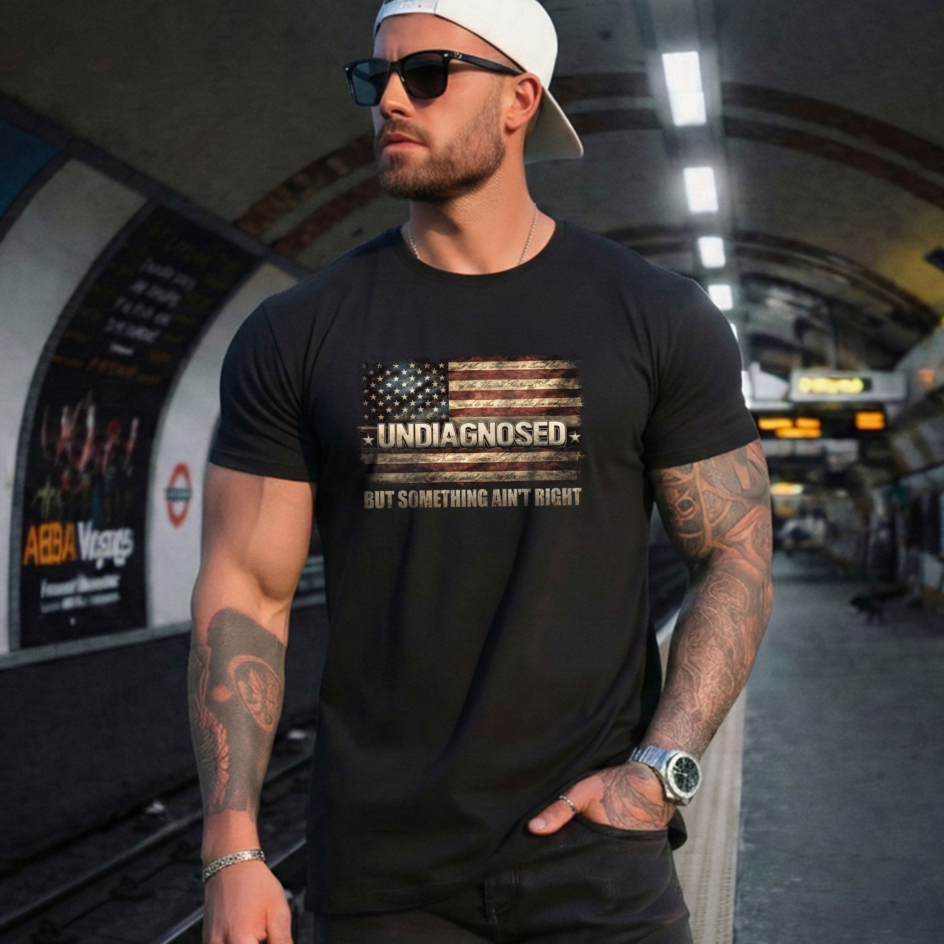 Undiagnosed But Something Ain't Right T-Shirt Vintage American Flag Graphic Tee - Rust Field Wear